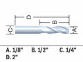 BOSCH 85908MC 1/8 In. x 1/2 In. Solid Carbide Double-Flute Upcut Spiral Router Bit