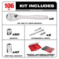 Milwaukee 48-22-9486 1/4 in. & 3/8 in. 106 Pc. Ratchet and Socket Set in PACKOUT™ - SAE & Metric