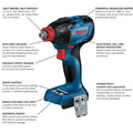 BOSCH GDX18V-1860CN 18V Brushless Connected-Ready Freak 1/4 In. and 1/2 In.Two-In-One Bit/Socket Impact Driver (Bare Tool)