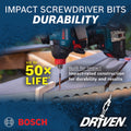BOSCH ITDSQ2205C 5 pc. Driven 2 In. Impact Square #2 Power Bits with Clip for Custom Case System