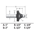 BOSCH 85294MC 1/4 In. x 1/2 In. Carbide-Tipped Roundover Router Bit